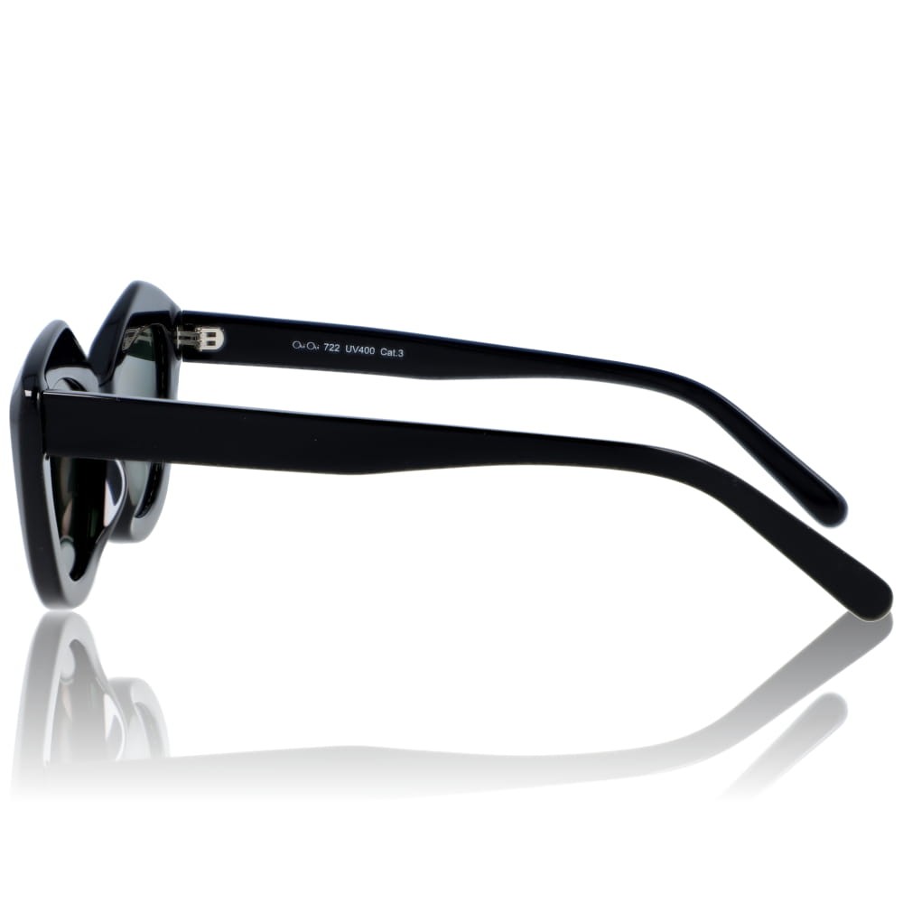 DELUXE damskie okulary przeciwsłoneczne z polaryzacją czarne kocie oko z zielonymi soczewkami- acetat