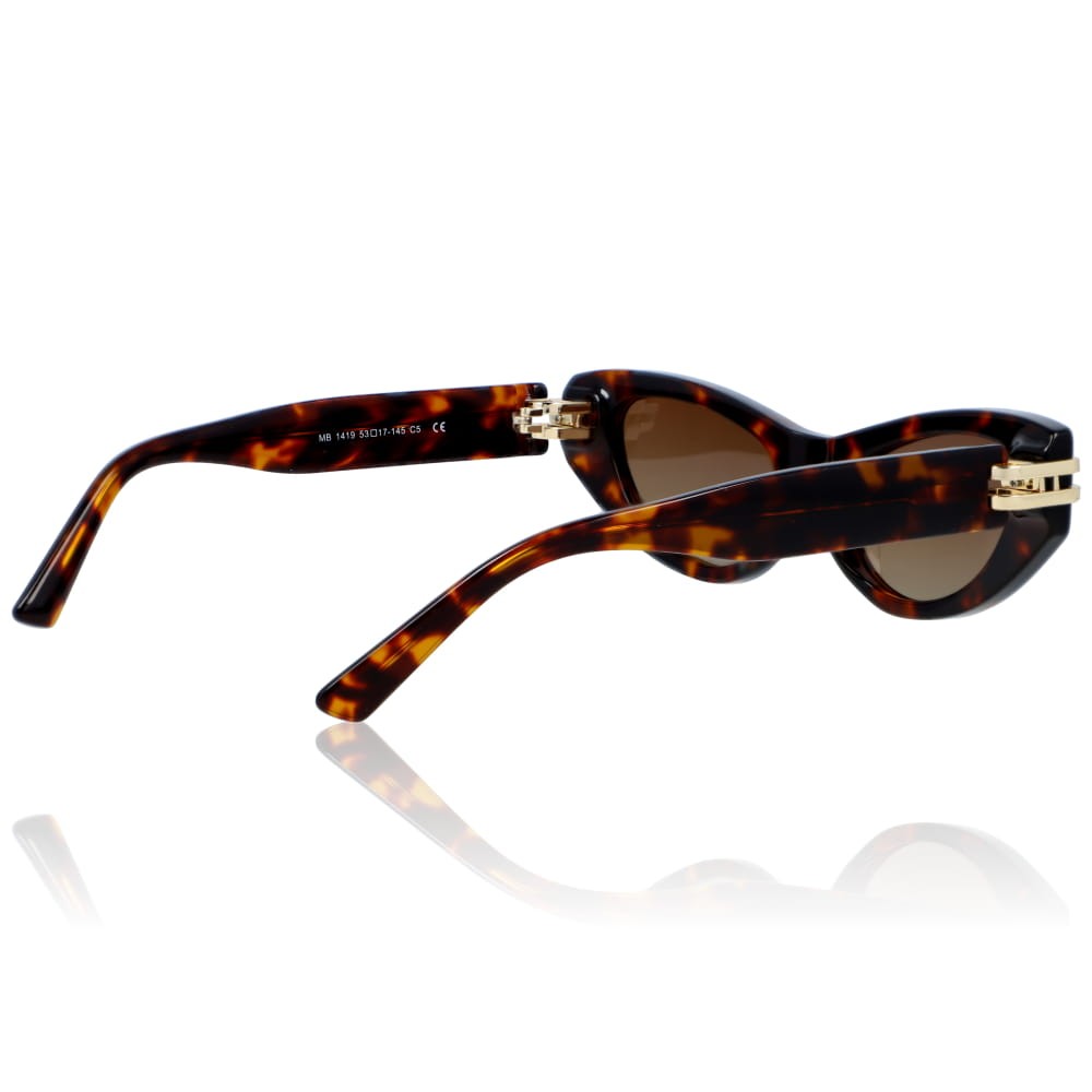 DELUXE damskie okulary przeciwsłoneczne z polaryzacją małe w panterkę kocie oko ze złotym łącznikiem- acetat