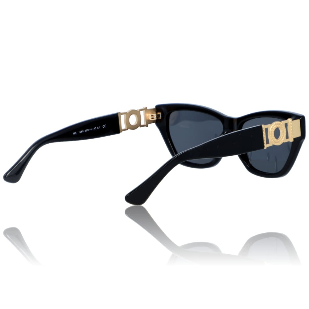 DELUXE damskie okulary przeciwsłoneczne z polaryzacją małe czarne ze złotą ozdobą- acetat