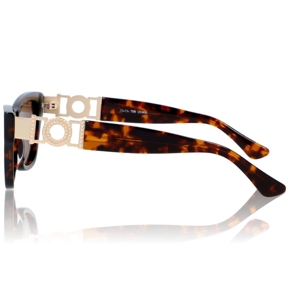 DELUXE damskie okulary przeciwsłoneczne z polaryzacją małe w panterkę ze złotą ozdobą- acetat