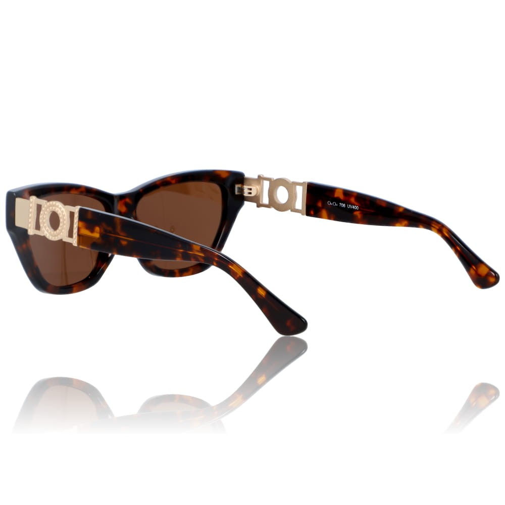 DELUXE damskie okulary przeciwsłoneczne z polaryzacją małe w panterkę ze złotą ozdobą- acetat
