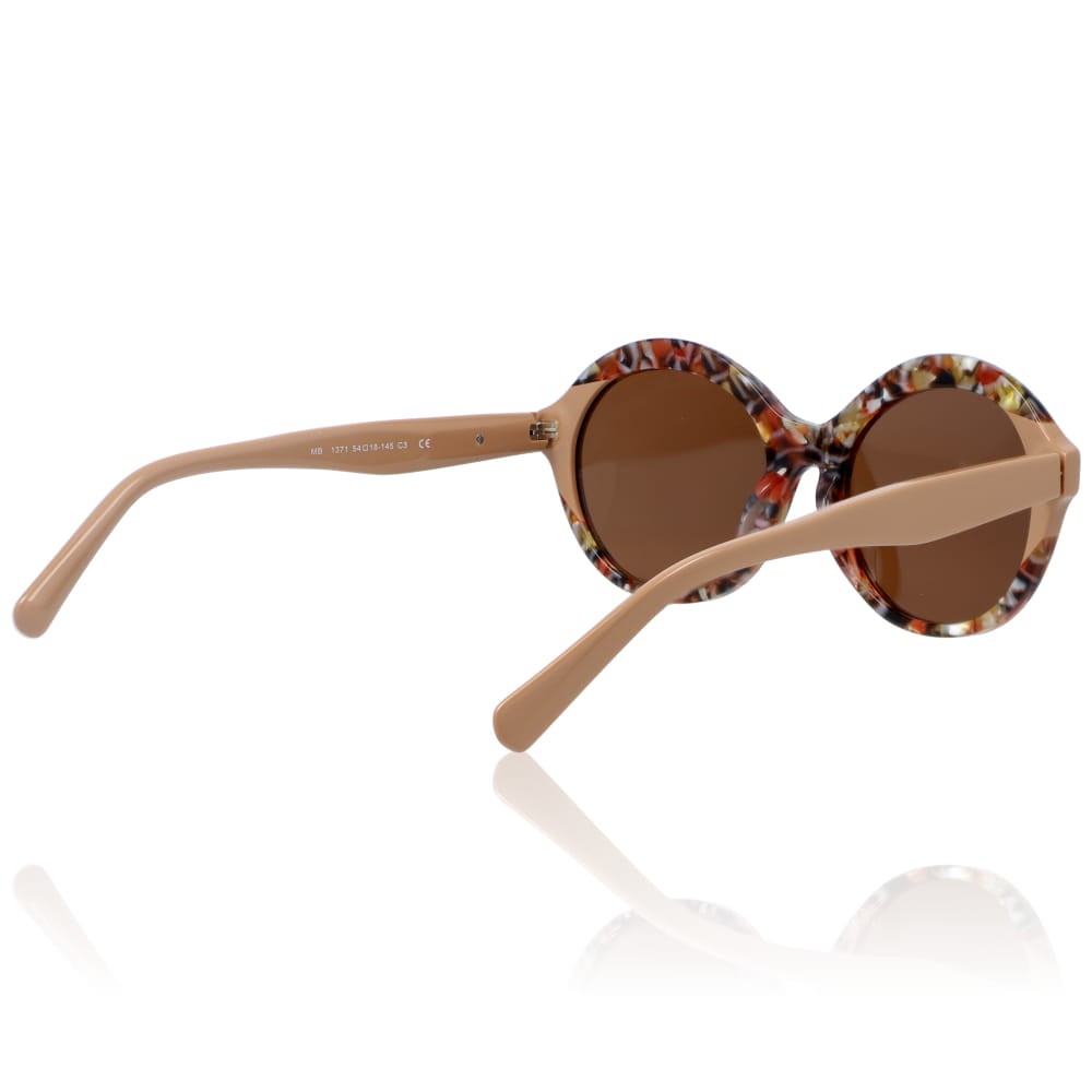 DELUXE damskie okulary przeciwsłoneczne z polaryzacją okrągłe beżowe- acetat