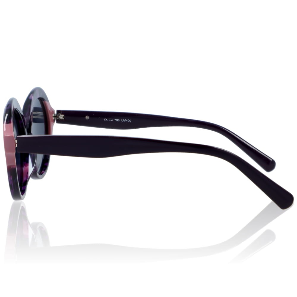 DELUXE damskie okulary przeciwsłoneczne z polaryzacją okrągłe fioletowe- acetat