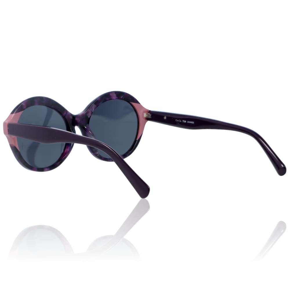 DELUXE damskie okulary przeciwsłoneczne z polaryzacją okrągłe fioletowe- acetat
