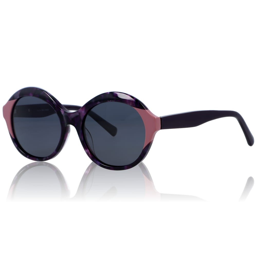 DELUXE damskie okulary przeciwsłoneczne z polaryzacją okrągłe fioletowe- acetat