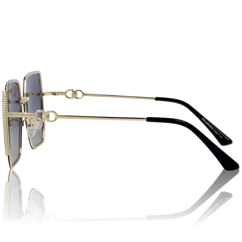 Damskie okulary przeciwsłoneczne polaryzacyjne złote metalowe w stylu glamour