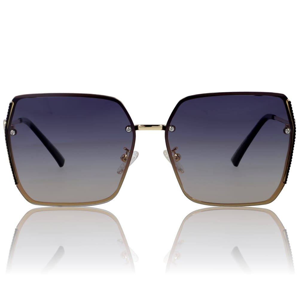 Damskie okulary przeciwsłoneczne polaryzacyjne złote metalowe w stylu glamour