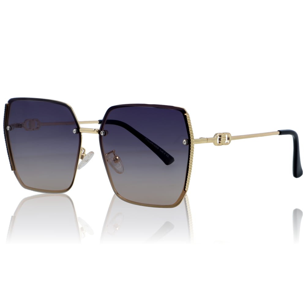 Damskie okulary przeciwsłoneczne polaryzacyjne złote metalowe w stylu glamour