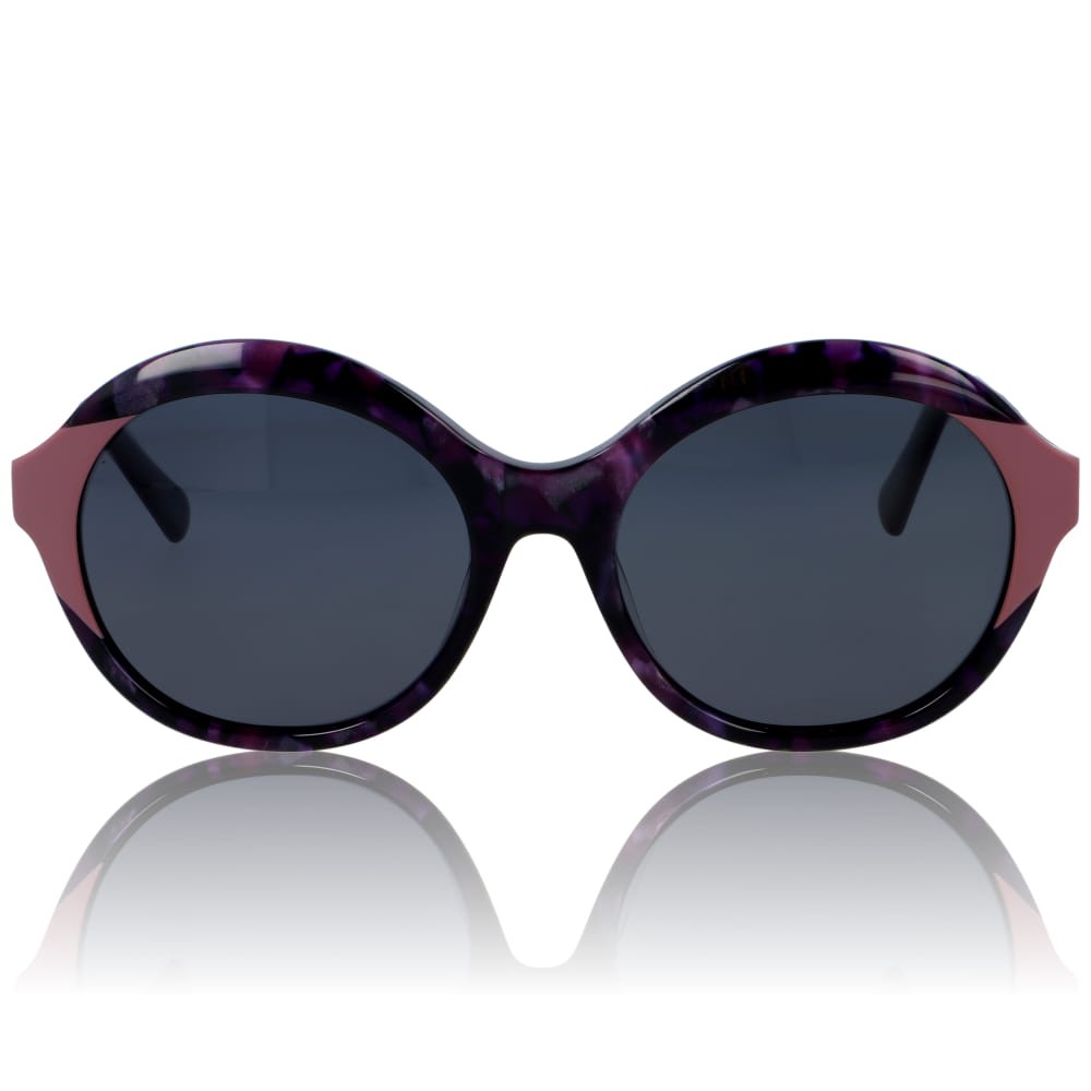 DELUXE damskie okulary przeciwsłoneczne z polaryzacją okrągłe fioletowe- acetat