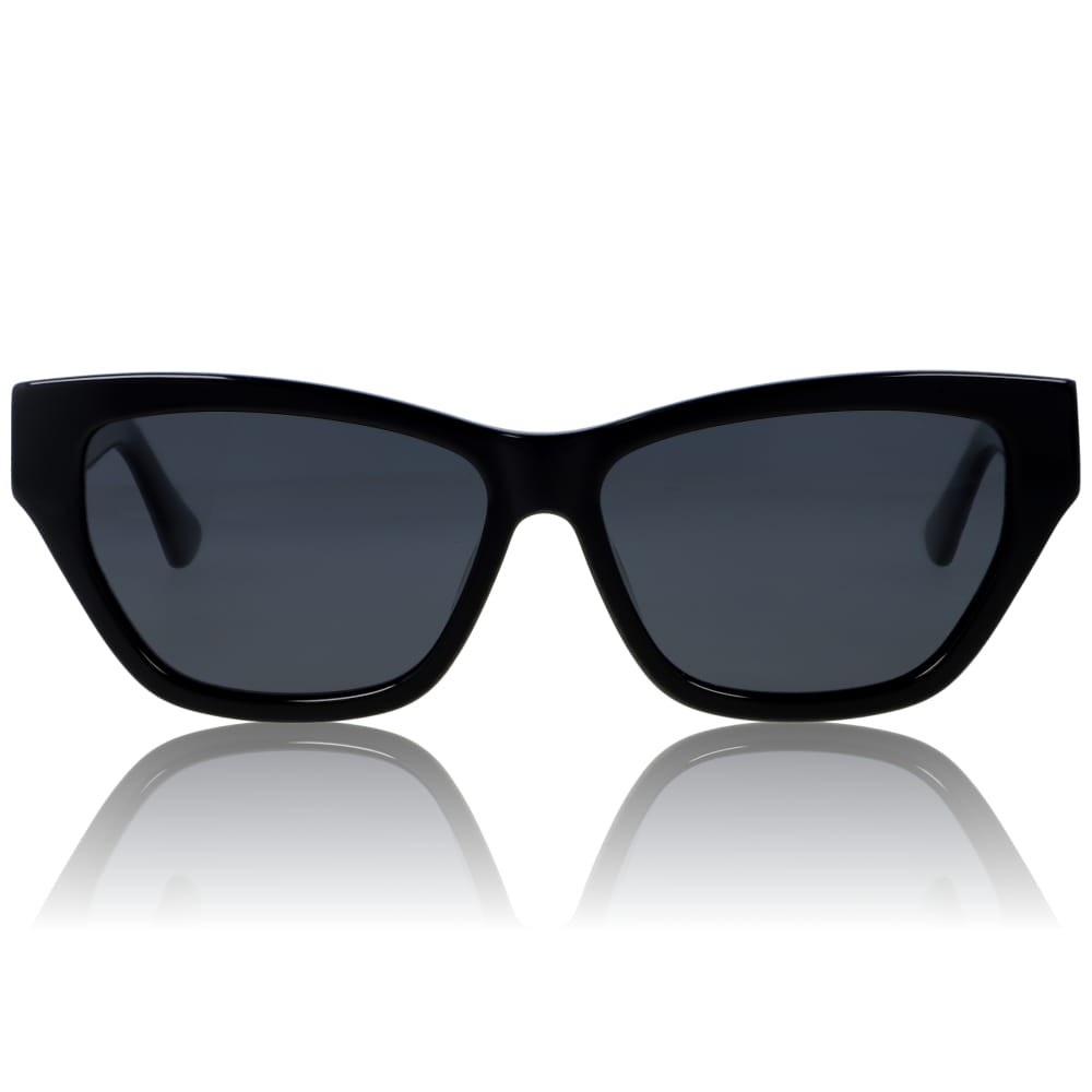 DELUXE damskie okulary przeciwsłoneczne z polaryzacją małe czarne ze złotą ozdobą- acetat