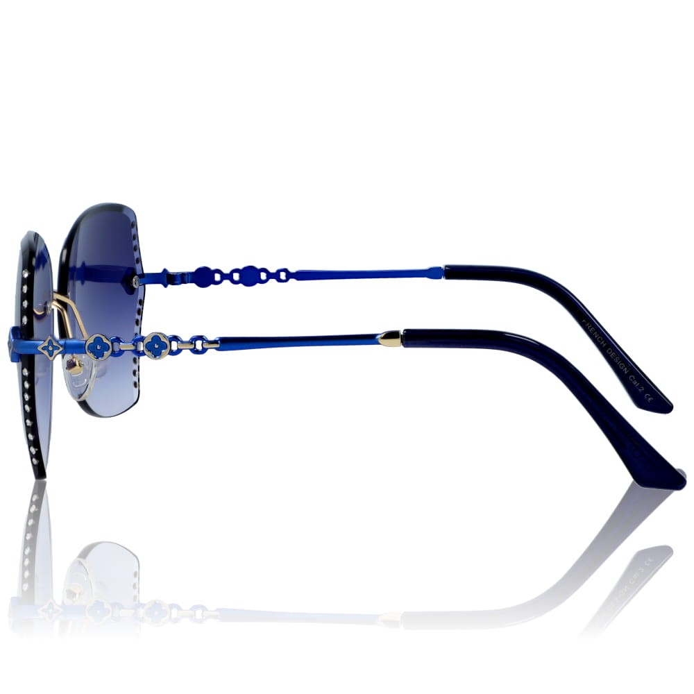 Damskie okulary przeciwsłoneczne glamour niebieskie z cyrkoniami