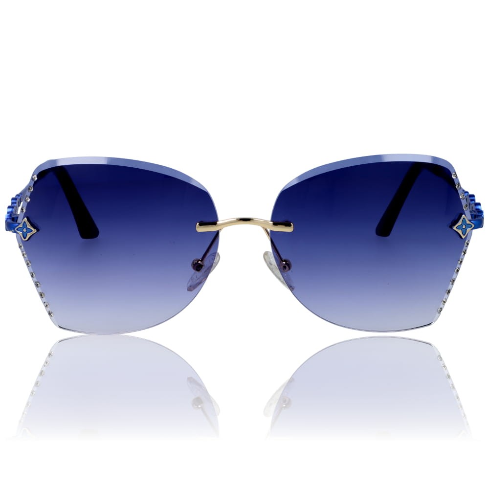 Damskie okulary przeciwsłoneczne glamour niebieskie z cyrkoniami