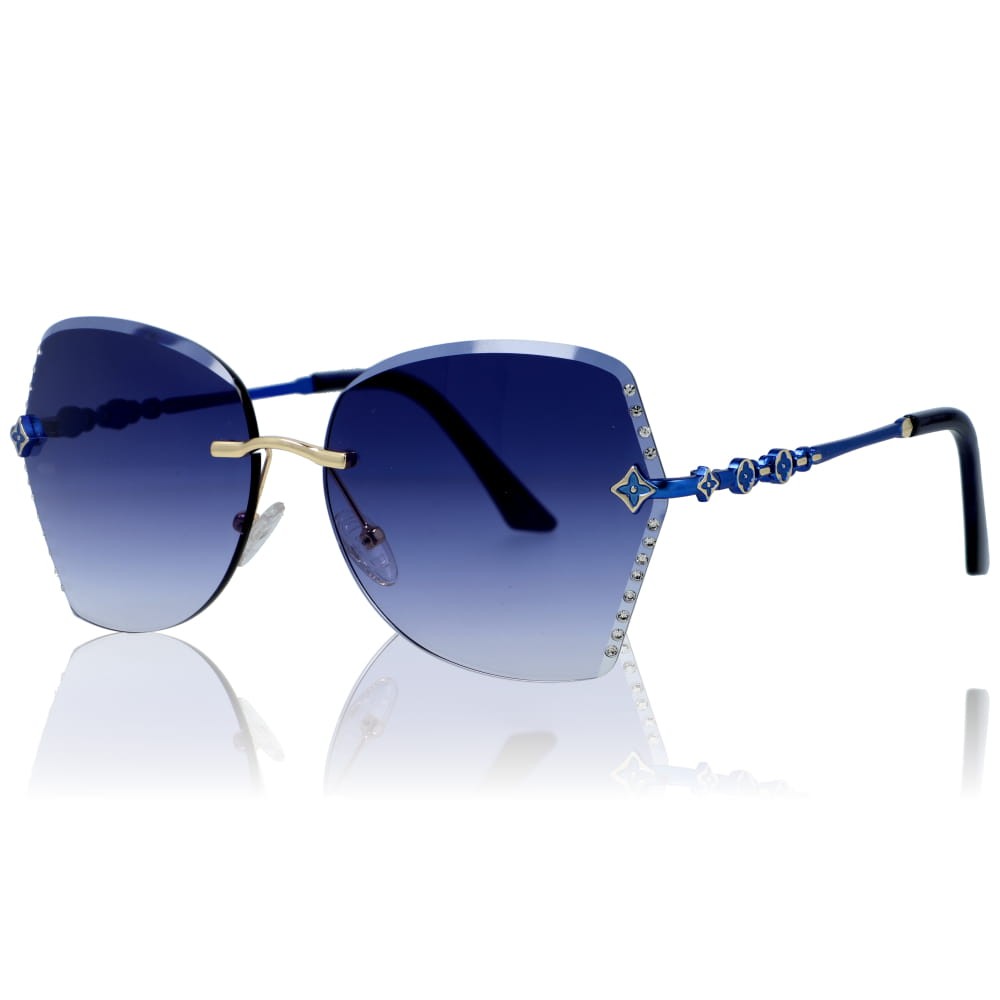 Damskie okulary przeciwsłoneczne glamour niebieskie z cyrkoniami
