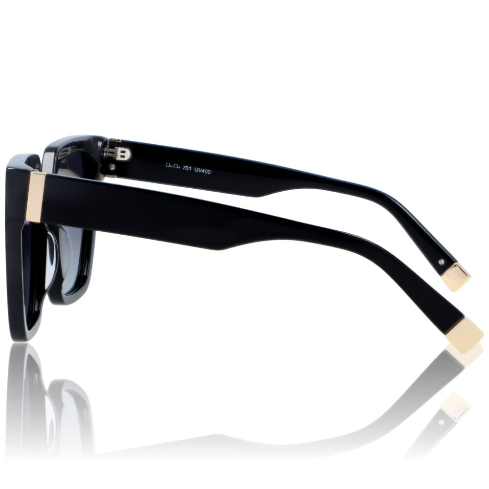 DELUXE damskie okulary przeciwsłoneczne z polaryzacją czarne duże kocie oko- acetat