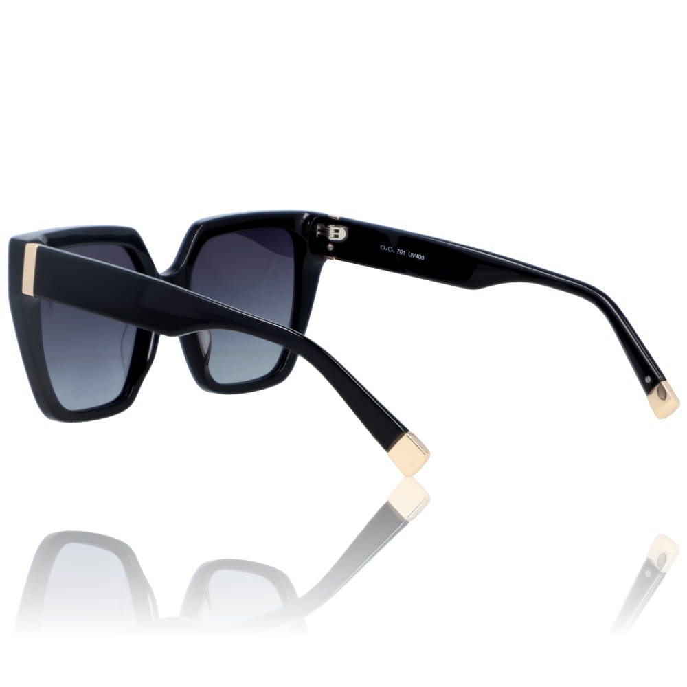 DELUXE damskie okulary przeciwsłoneczne z polaryzacją czarne duże kocie oko- acetat