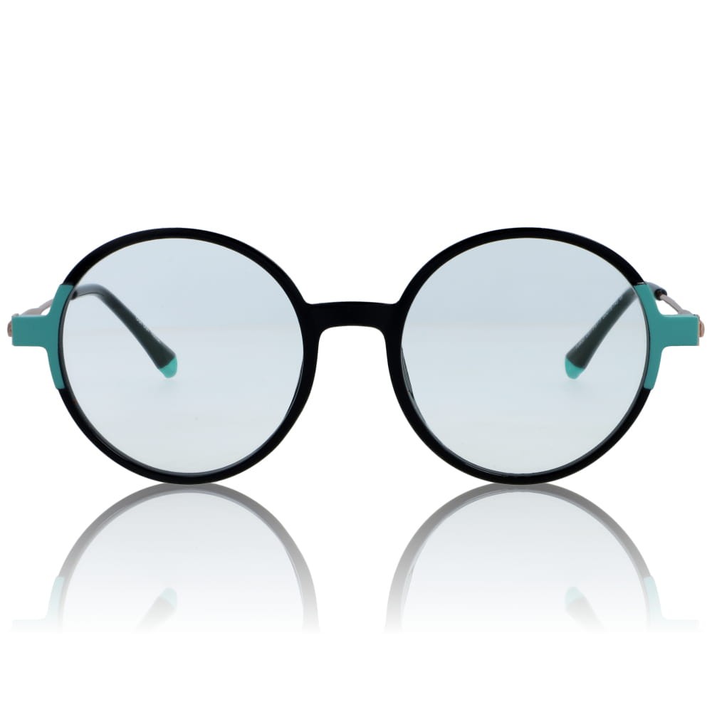 Damskie okulary do komputera z antyrefleksem damskie czarne okrągłe z miętowym akcentem