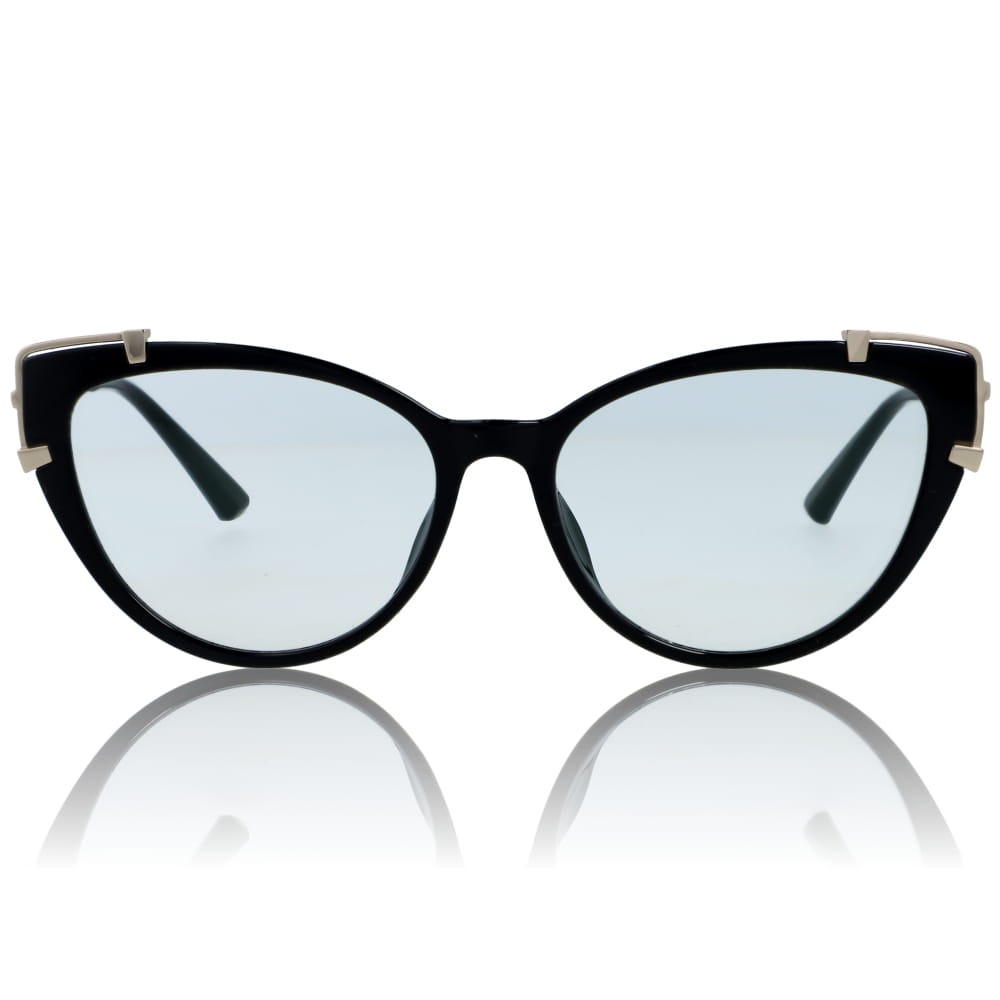 Damskie okulary do komputera z antyrefleksem- czarne kocie ze srebrnym ozdobnym detalem