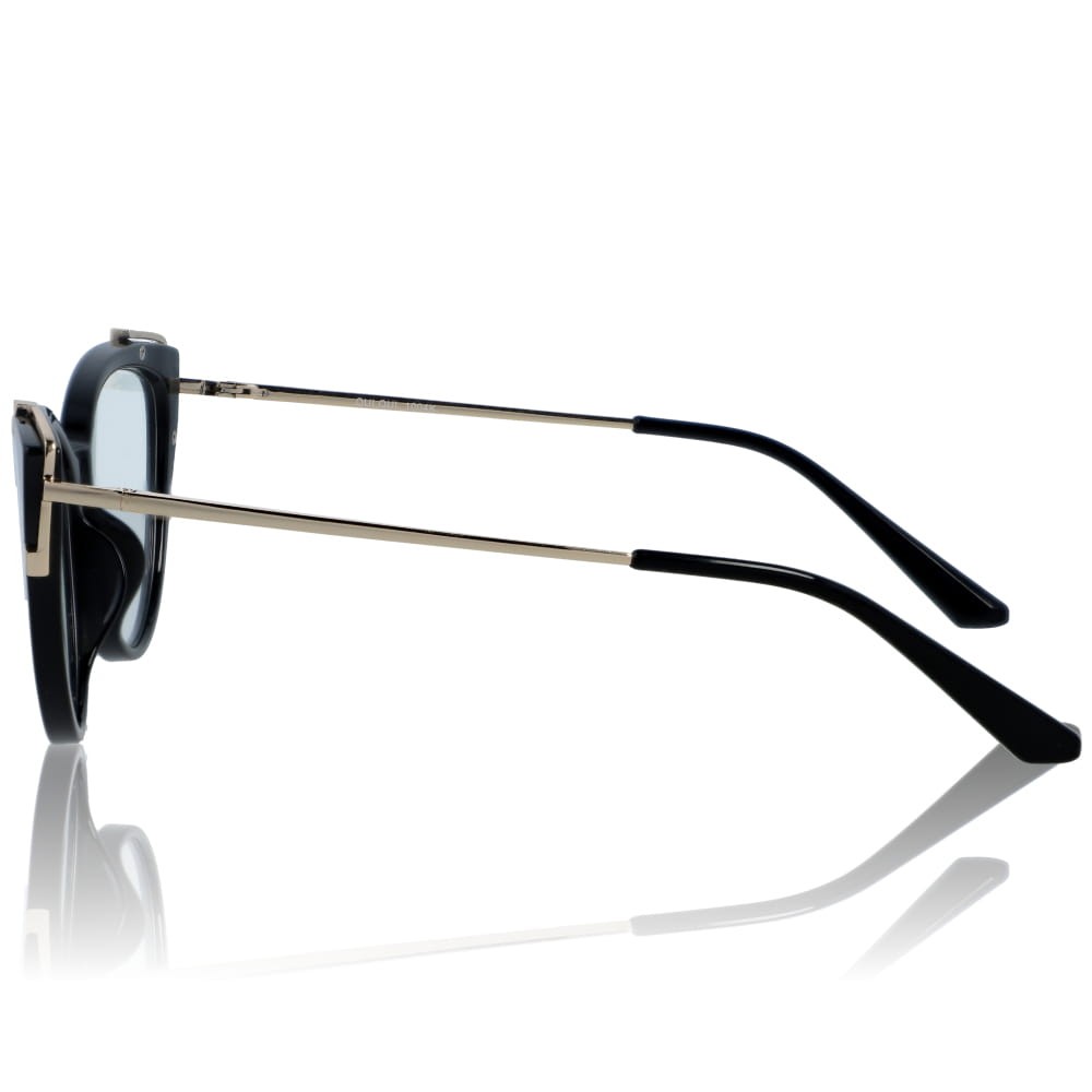 Damskie okulary do komputera z antyrefleksem- czarne kocie ze srebrnym ozdobnym detalem