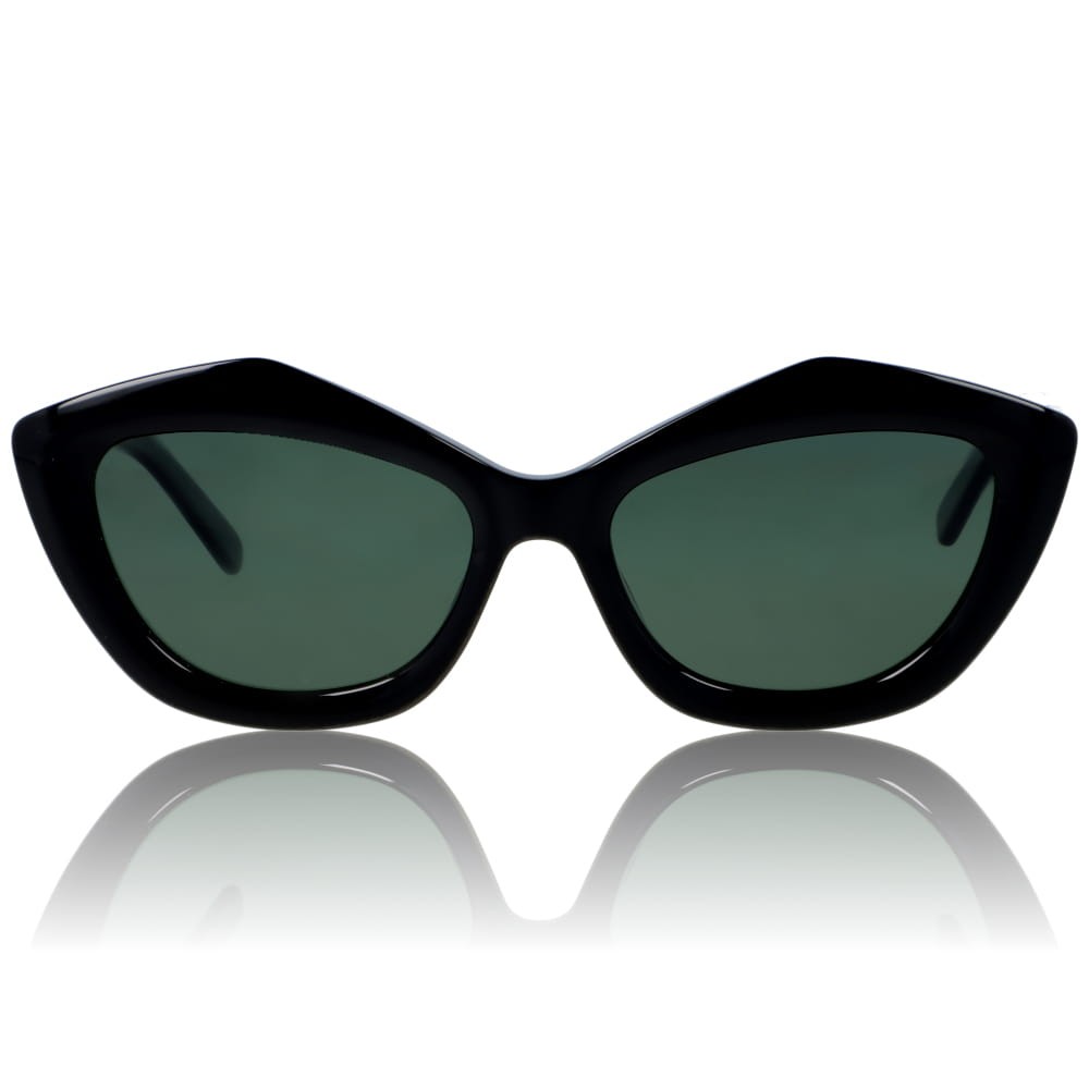 DELUXE damskie okulary przeciwsłoneczne z polaryzacją czarne kocie oko z zielonymi soczewkami- acetat
