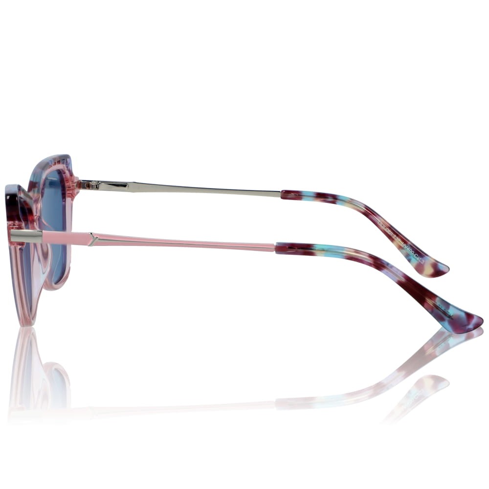 DELUXE damskie okulary przeciwsłoneczne z polaryzacją kocie transparentne różowe- acetat