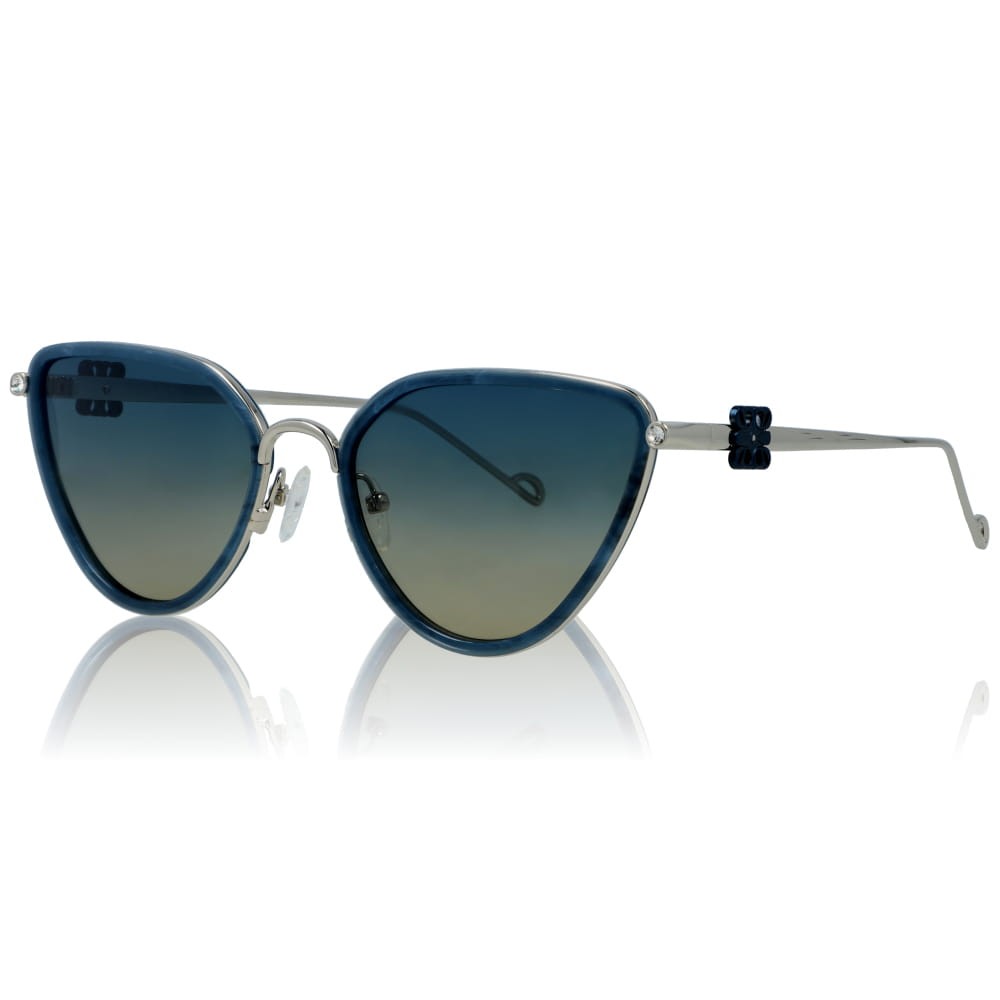 DELUXE damskie okulary przeciwsłoneczne z polaryzacją granatowe kocie oko- acetat