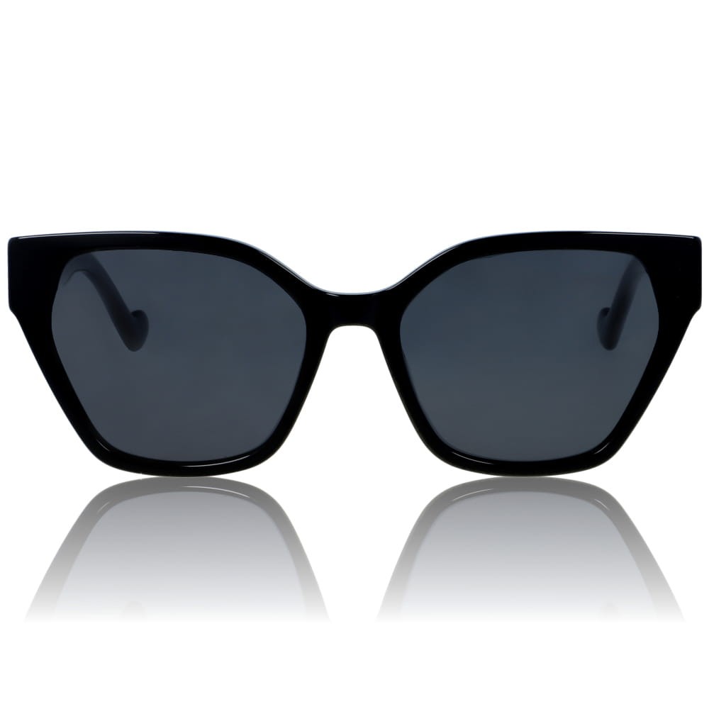 DELUXE damskie okulary przeciwsłoneczne z polaryzacją czarne kocie oko- acetat