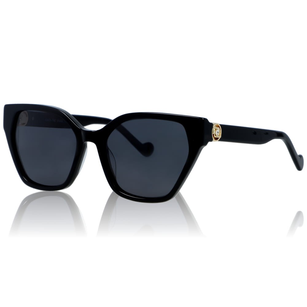 DELUXE damskie okulary przeciwsłoneczne z polaryzacją czarne kocie oko- acetat