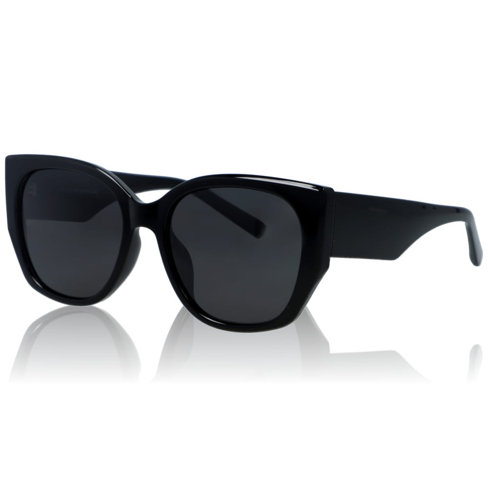 DELUXE damskie okulary przeciwsłoneczne z polaryzacją klasyczne czarne kocie oko- acetat