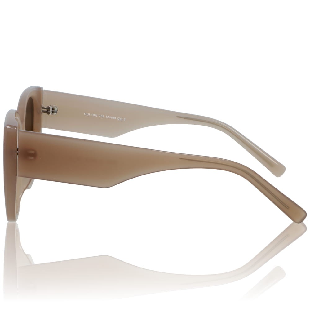 DELUXE damskie okulary przeciwsłoneczne z polaryzacją klasyczne beżowe kocie oko- acetat