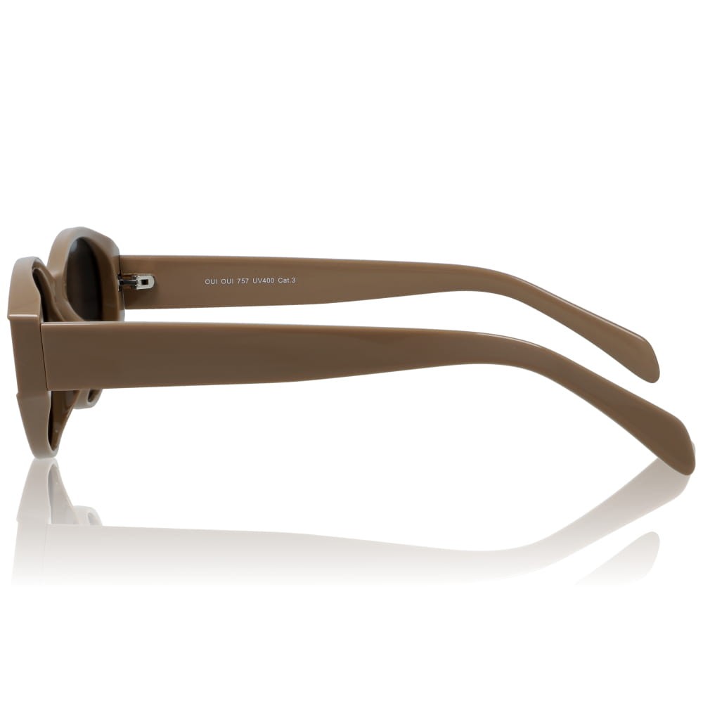 DELUXE damskie okulary przeciwsłoneczne z polaryzacją owalne beżowe- acetat