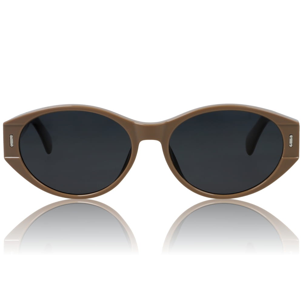 DELUXE damskie okulary przeciwsłoneczne z polaryzacją owalne beżowe- acetat