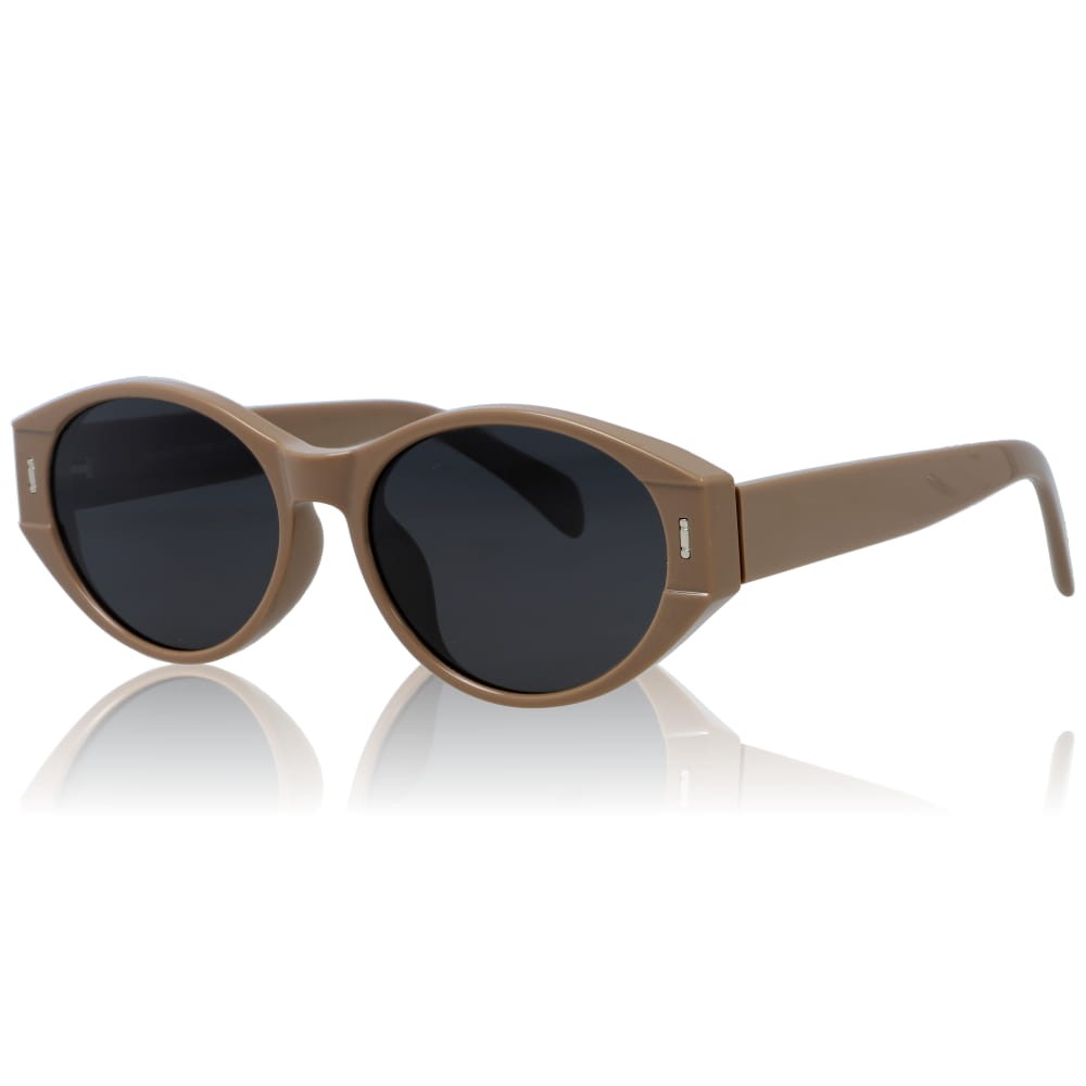 DELUXE damskie okulary przeciwsłoneczne z polaryzacją owalne beżowe- acetat