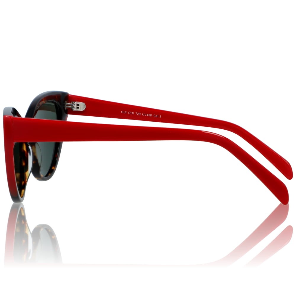 DELUXE damskie okulary przeciwsłoneczne z polaryzacją szylkretowe kocie oko z czerwonymi zausznikami