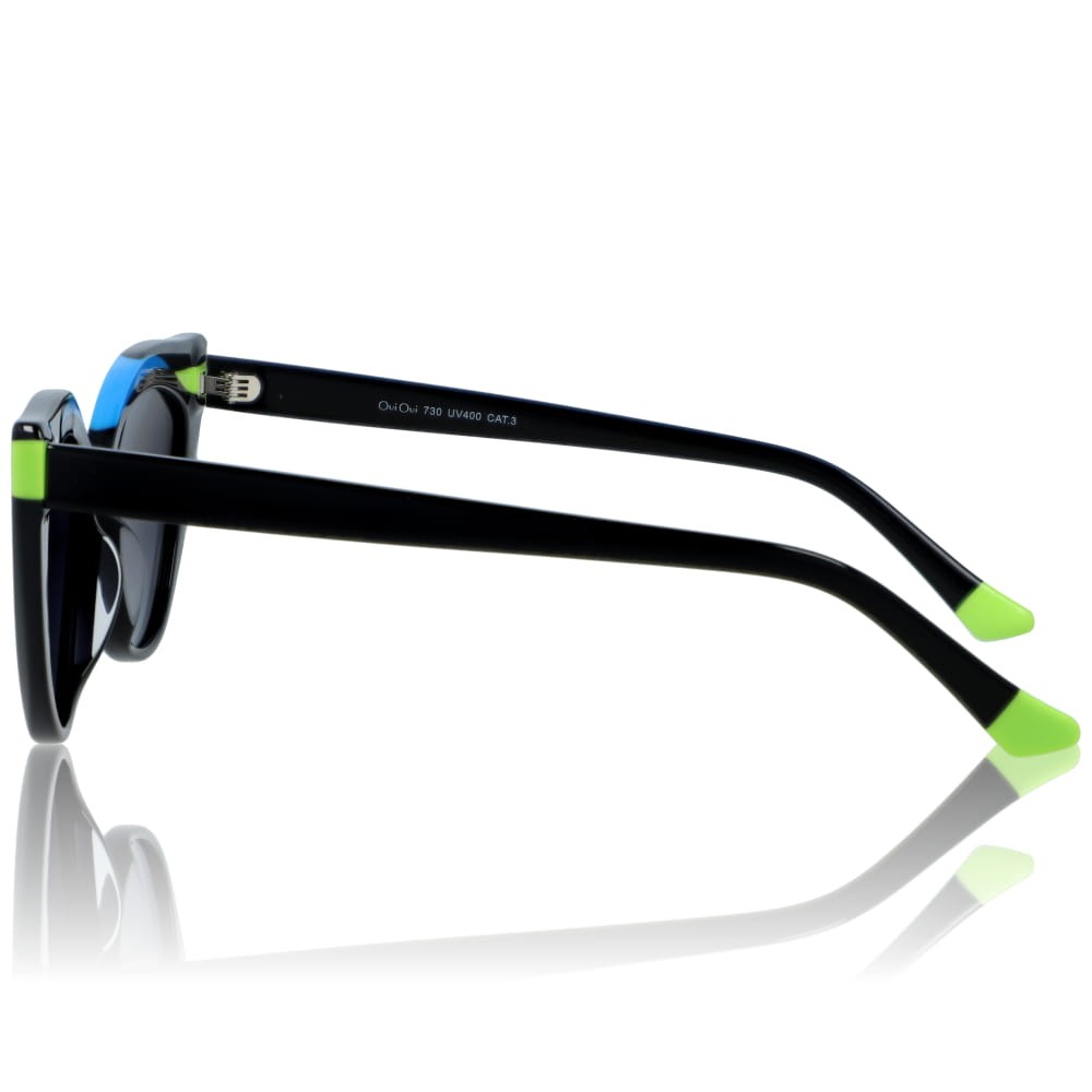 DELUXE damskie okulary przeciwsłoneczne z polaryzacją czarne kocie oko z neonowymi akcentami