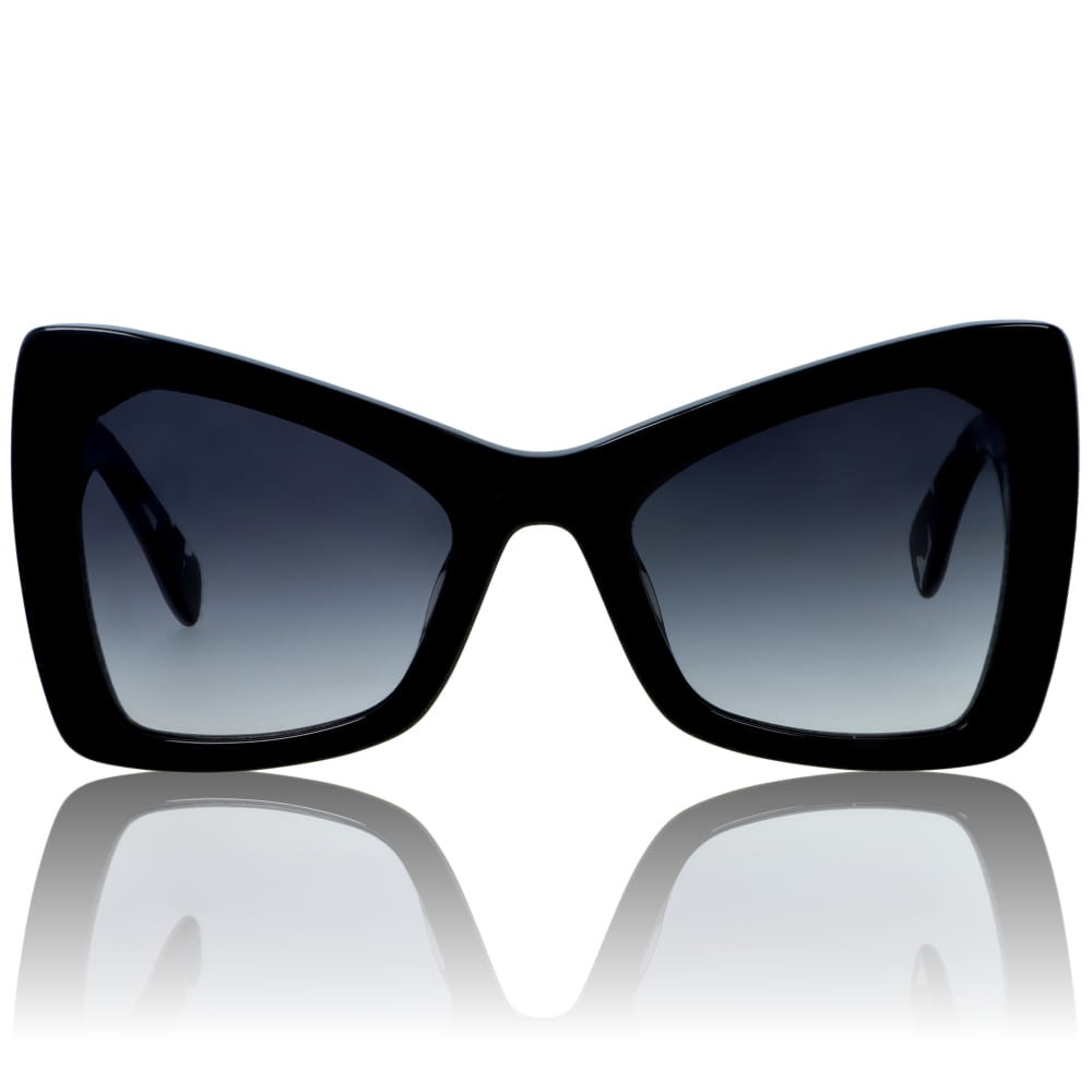 NYLON damskie okulary przeciwsłoneczne czarne kwadratowe z marmurkowymi zausznikami- DELUXE