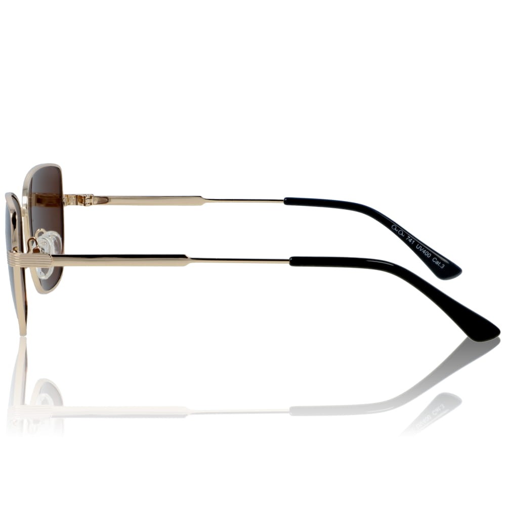 DELUXE damskie okulary przeciwsłoneczne z polaryzacją złote metalowe z brązową soczewką