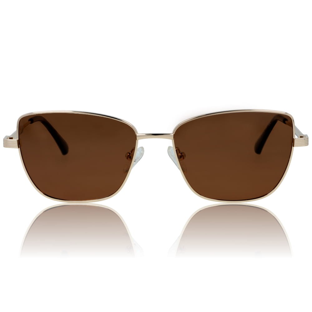 DELUXE damskie okulary przeciwsłoneczne z polaryzacją złote metalowe z brązową soczewką