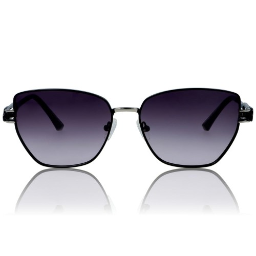 DELUXE damskie okulary przeciwsłoneczne z polaryzacją glamour metalowe srebrne