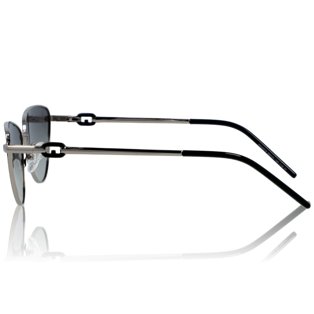 DELUXE damskie okulary przeciwsłoneczne z polaryzacją glamour małe metalowe srebrne kocie