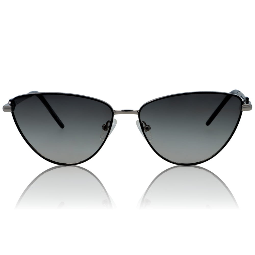 DELUXE damskie okulary przeciwsłoneczne z polaryzacją glamour małe metalowe srebrne kocie