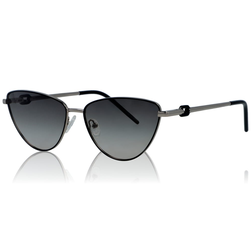 DELUXE damskie okulary przeciwsłoneczne z polaryzacją glamour małe metalowe srebrne kocie