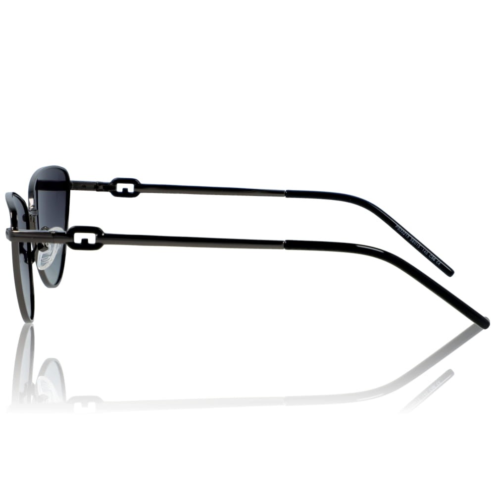 DELUXE damskie okulary przeciwsłoneczne z polaryzacją glamour małe metalowe gunmetal kocie