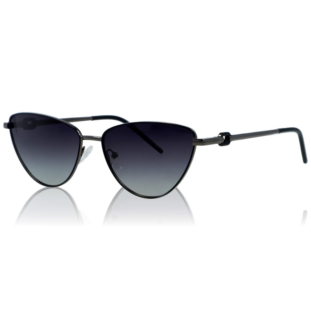DELUXE damskie okulary przeciwsłoneczne z polaryzacją glamour małe metalowe gunmetal kocie