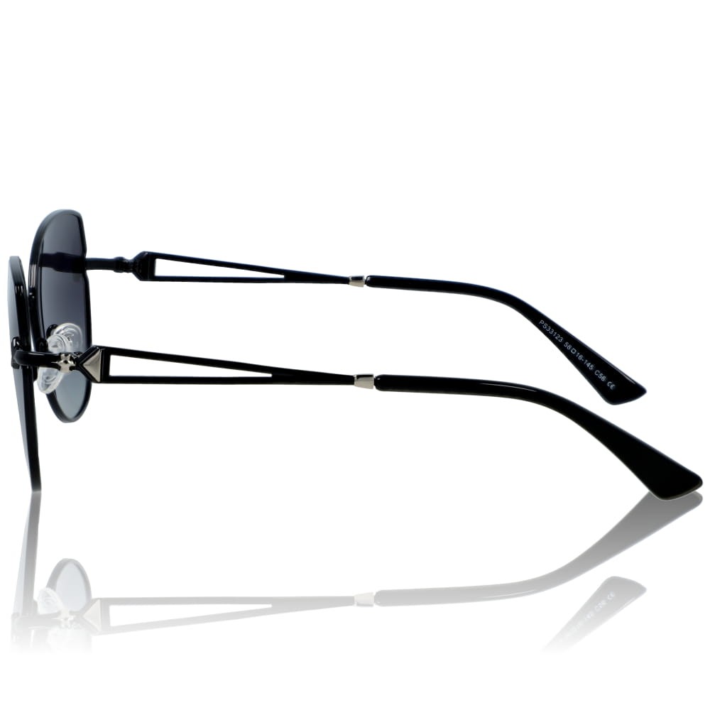 DELUXE damskie okulary przeciwsłoneczne z polaryzacją glamour czarne metalowe kocie