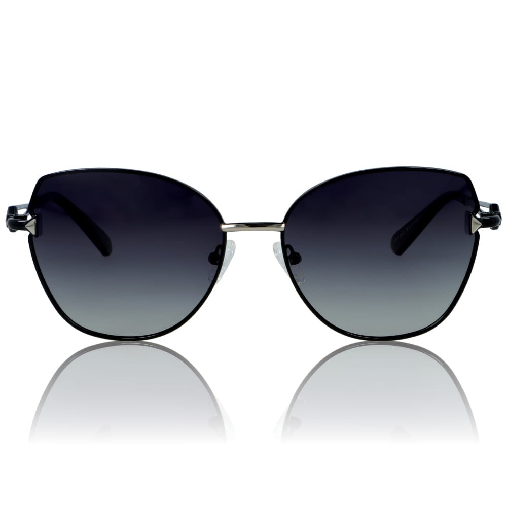 DELUXE damskie okulary przeciwsłoneczne z polaryzacją glamour czarne metalowe kocie