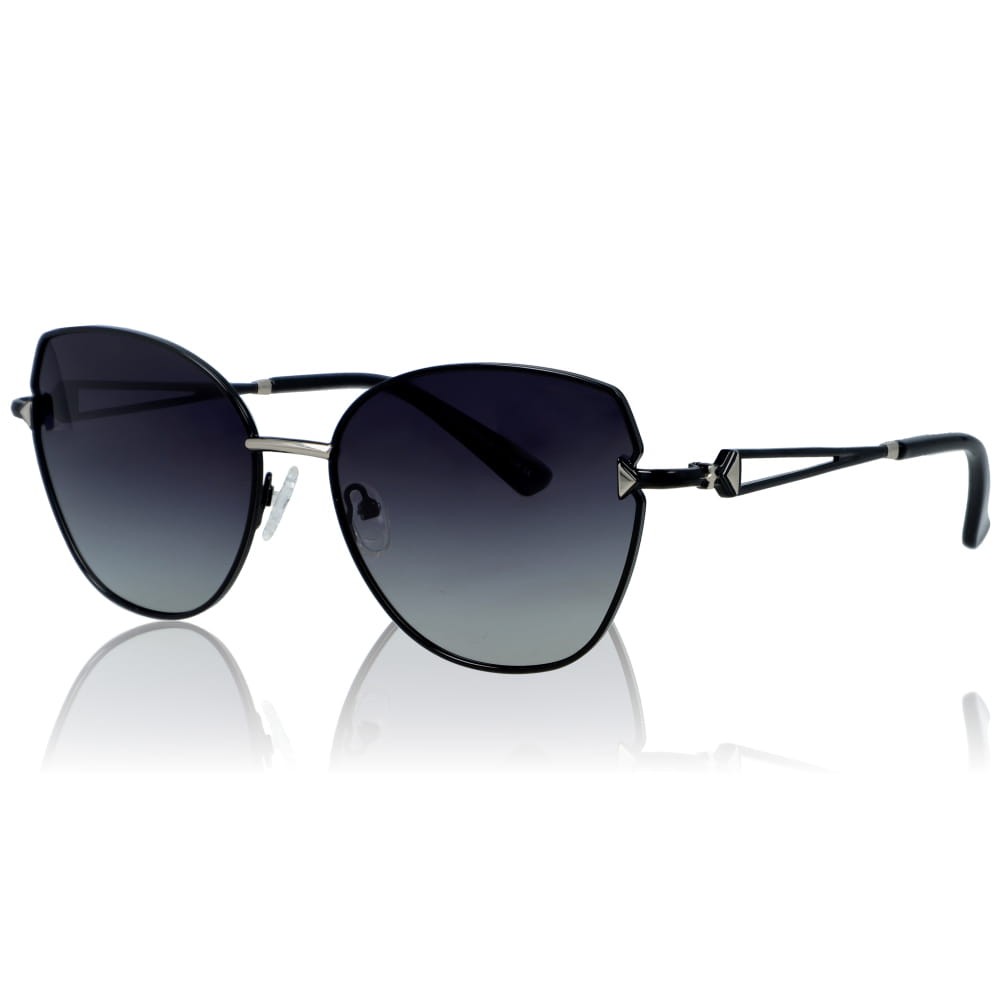 DELUXE damskie okulary przeciwsłoneczne z polaryzacją glamour czarne metalowe kocie