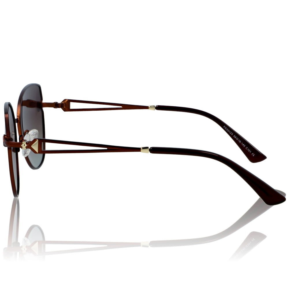 DELUXE damskie okulary przeciwsłoneczne z polaryzacją glamour brązowe metalowe kocie