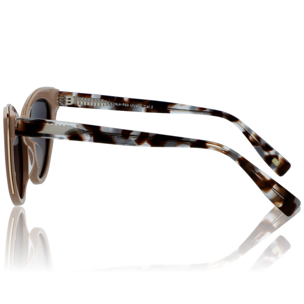 NYLON damskie okulary przeciwsłoneczne beżowe kocie z dodatkiem złota- DELUXE