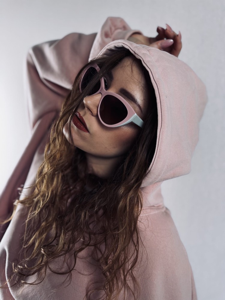 DELUXE damskie okulary przeciwsłoneczne z polaryzacją pudrowy róż kocie oko