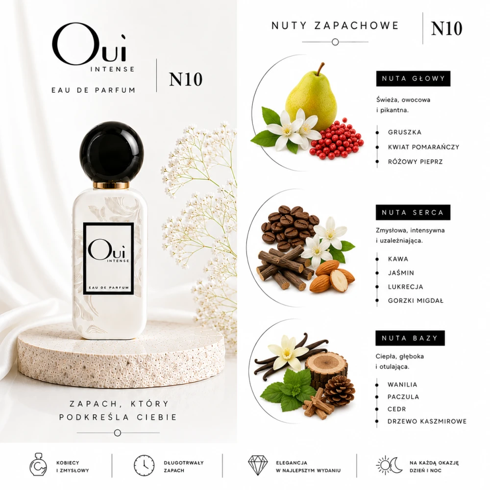 Oui Intense N10 woda perfumowana 50ML inspirowane zapachem Yves Saint Laurent Black Opium
